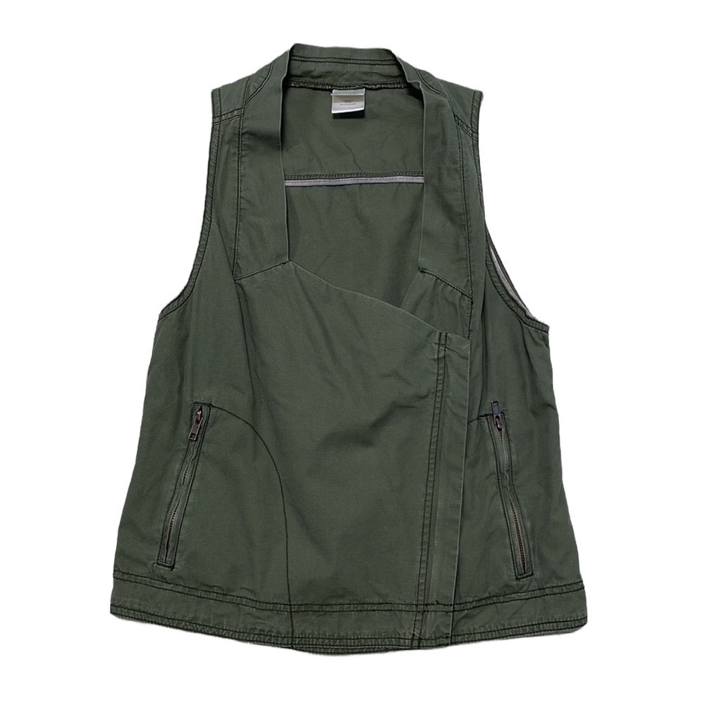 Inked & Faded Moto Vest Army Green Zip Size Small